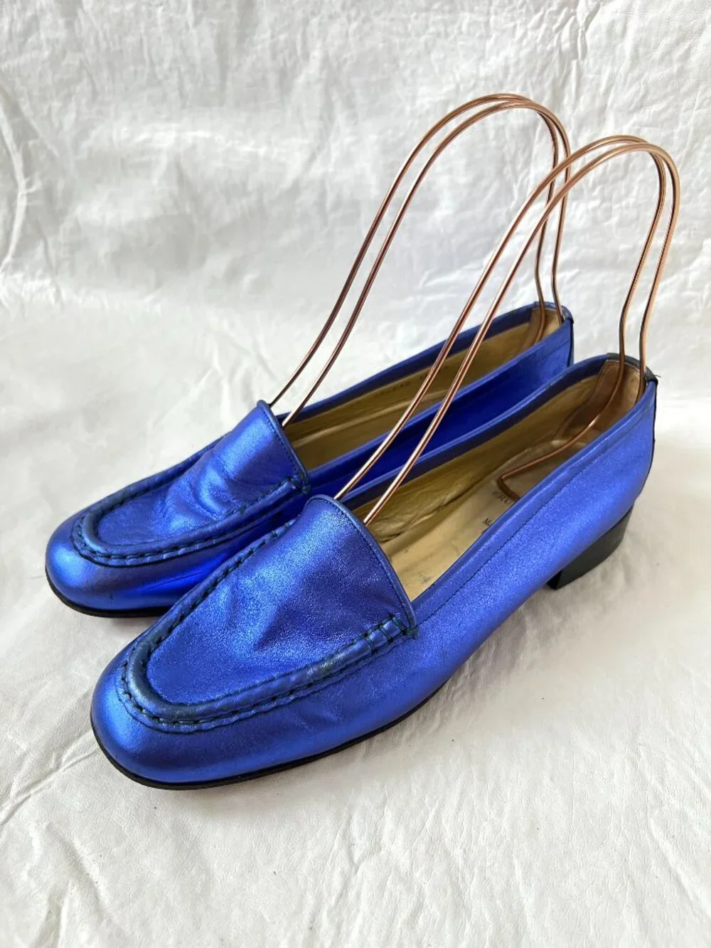 Bruno Magli loafers metallic blue leather EU 39 US womens 9 slip on shoes
